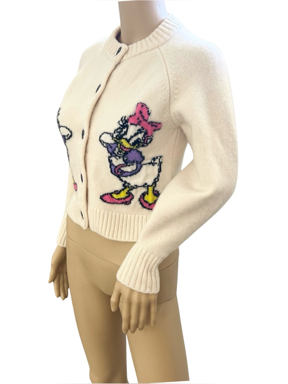 Zara x Harry Lambert Women’s Small Disney Daisy Duck Wool Cardigan Intarsia Ecru - Picture 6 of 10